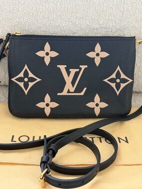 Louis Vuitton Double Zip Pochette Bicolor Empreinte Leather Monogram Crossbody